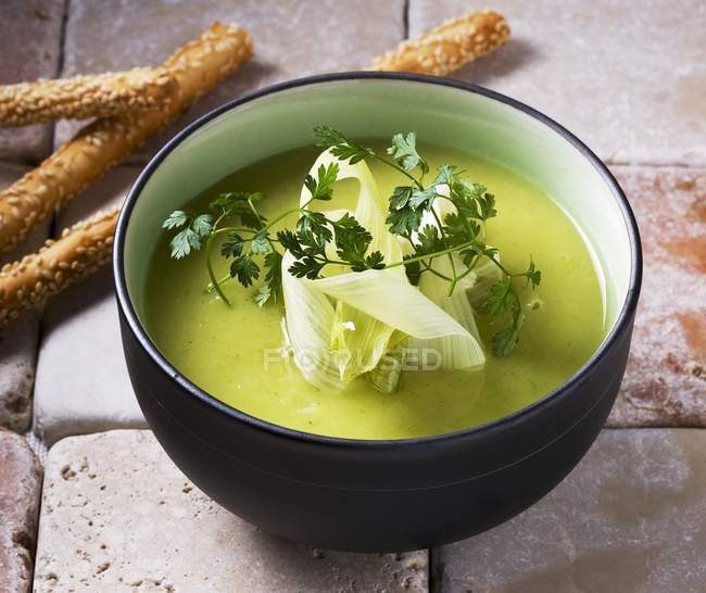 Cold vegetable soup in bowl — Stock Photo