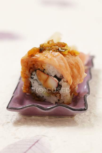 Maki made with surimi and salmon — Stock Photo