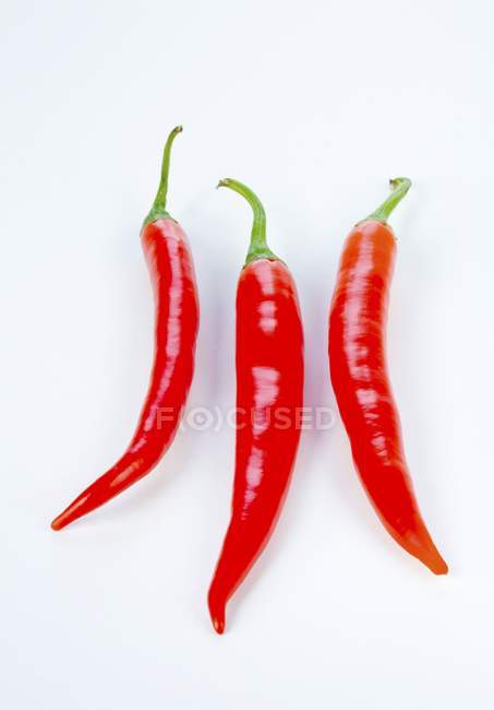 Tre peperoncini rossi — Foto stock