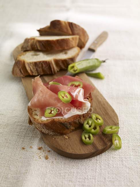 Open sandwich with ham — Stock Photo