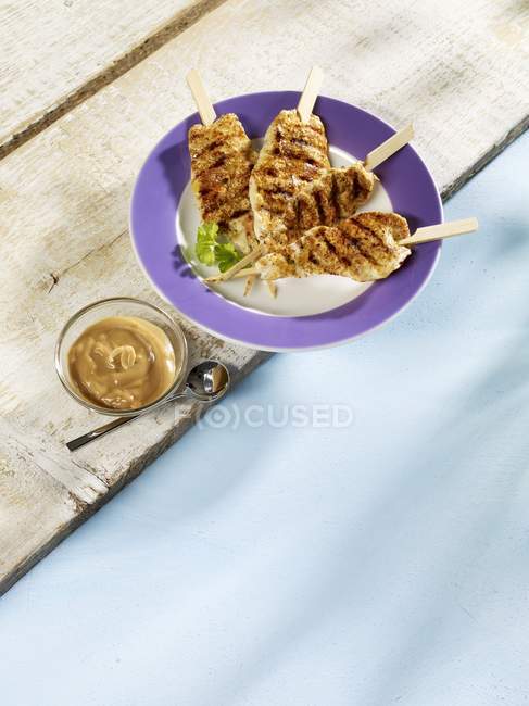 Grilled chicken kebabs — Stock Photo