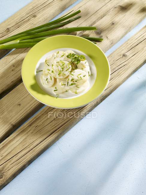 Картофельный салат с луком — стоковое фото