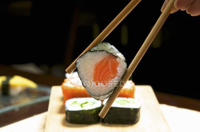 Maki sushi with salmon — Stock Photo