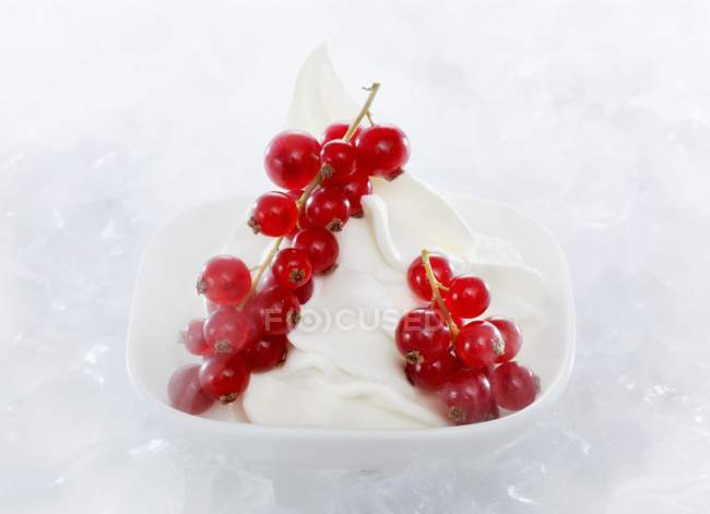 Ice cream with redcurrants — Stock Photo