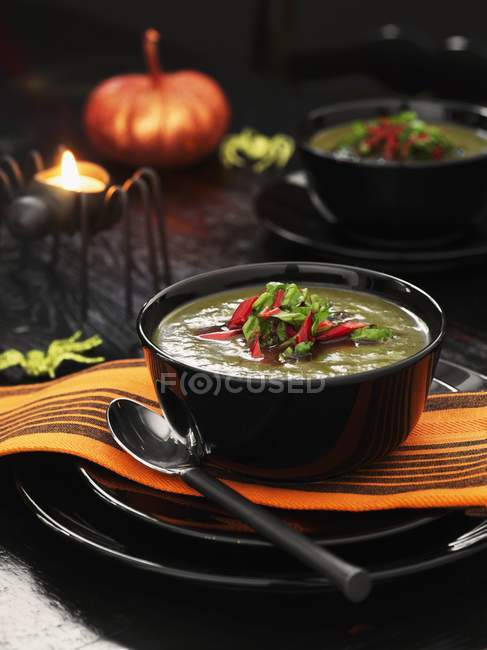 Crème verte de soupe de légumes — Photo de stock