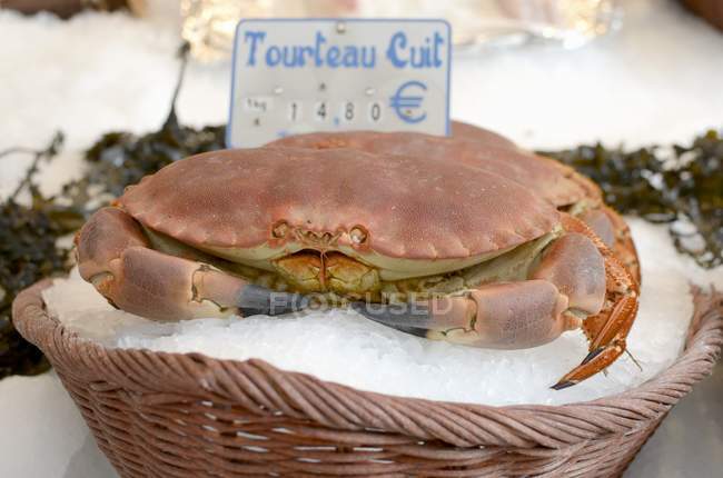 Raw crab at street market — Stock Photo