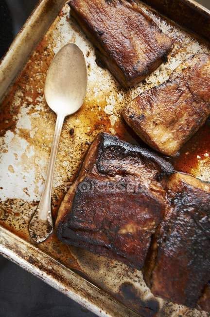 Roasted Pork Belly on Sheet Pan — Stock Photo