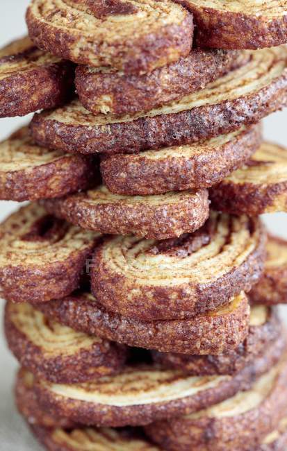 Closeup view of stacked sweet palmiers — Stock Photo
