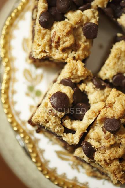 Barres à biscuits aux pépites de chocolat — Photo de stock