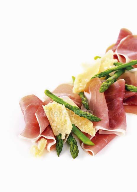 Parma ham, green asparagus — Stock Photo