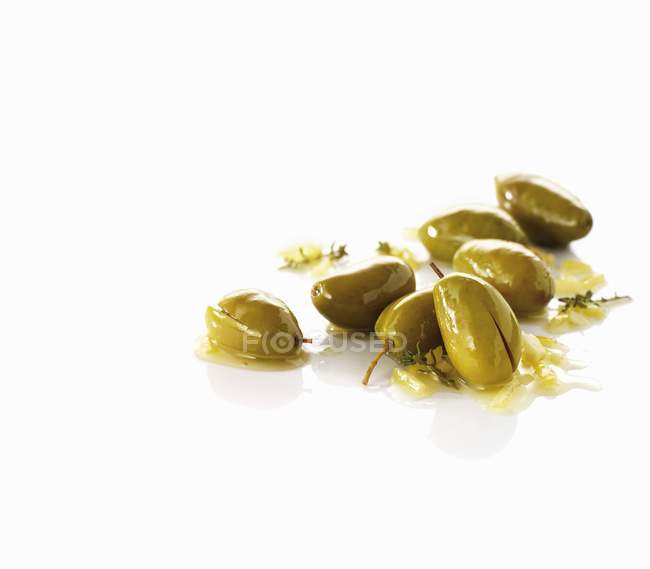 Sliced Green olives — Stock Photo