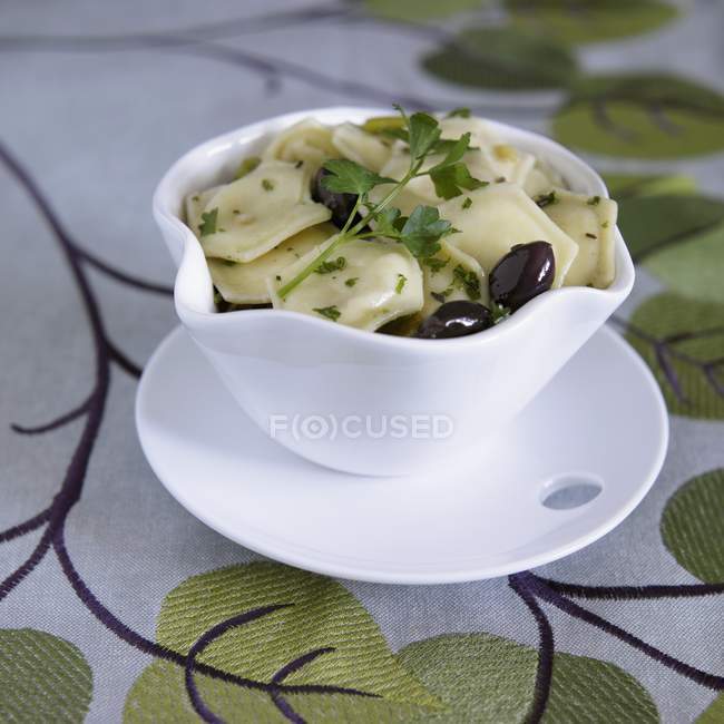 Bowl of Feta Raviolis pasta — Stock Photo