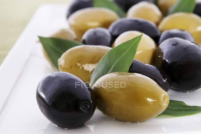 Olives vertes et noires — Photo de stock