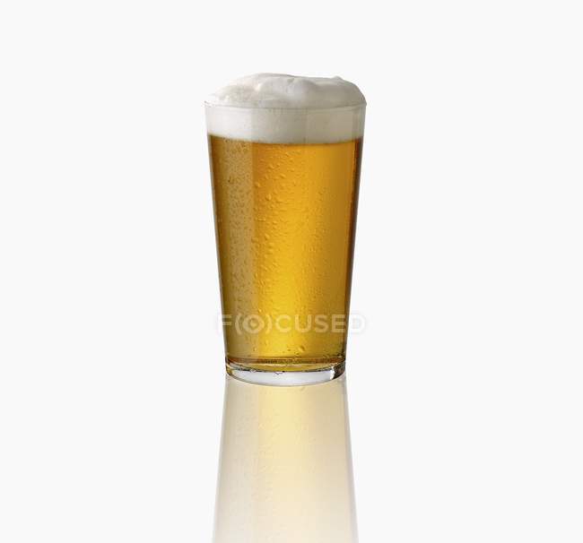 Vaso de cerveza sobre fondo blanco - foto de stock
