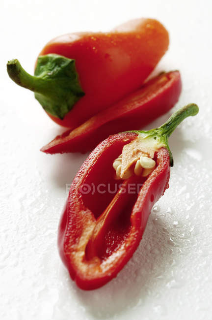 Chili peppers with drops of water — Stock Photo