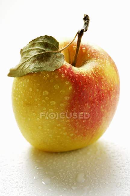 Pomme fraîche avec gouttes d'eau — Photo de stock