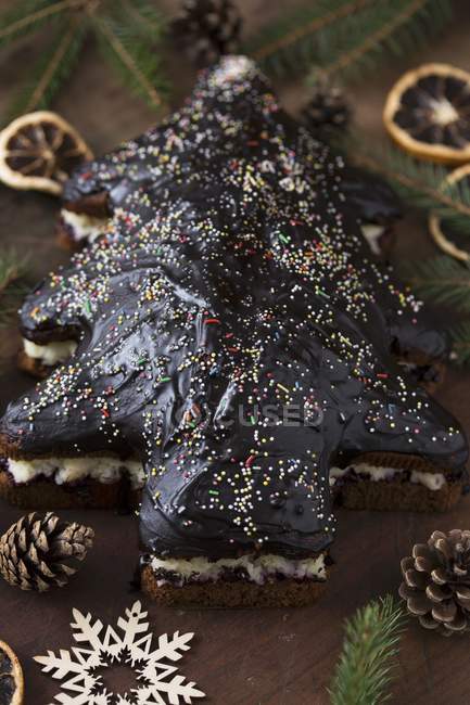 Christmas tree gingerbread cake — Stock Photo