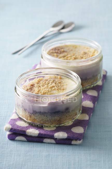Mini blueberry cheesecakes — Stock Photo
