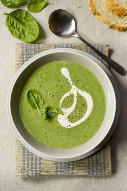 Crema di zuppa di spinaci — Foto stock