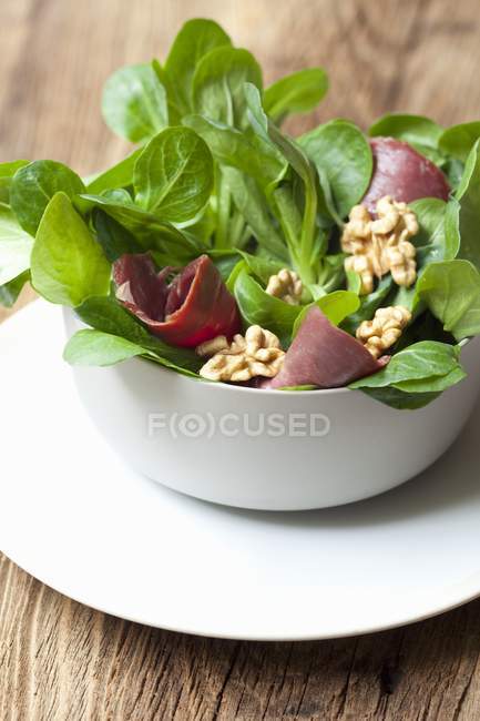 Lamb lettuce with duck — Stock Photo