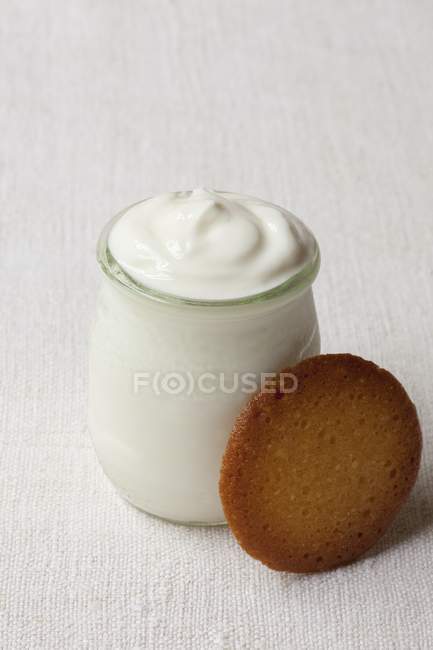 Yogurt naturale in vetro — Foto stock