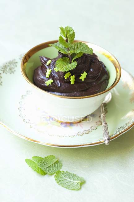 Mousse de chocolate com hortelã — Fotografia de Stock