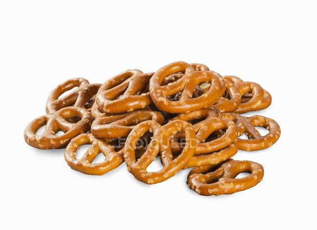 Pile of mini salted pretzels — Stock Photo