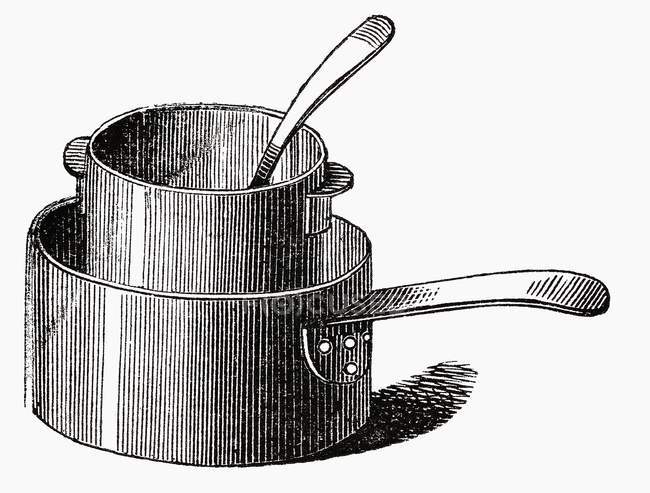 Illustration of two piled pans on white background — Stock Photo