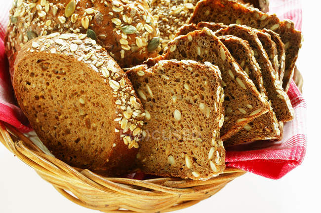 Wholemeal bread in basket — Stock Photo