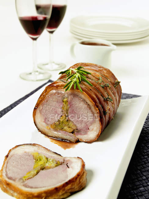 Stuffed roasted lamb — Stock Photo