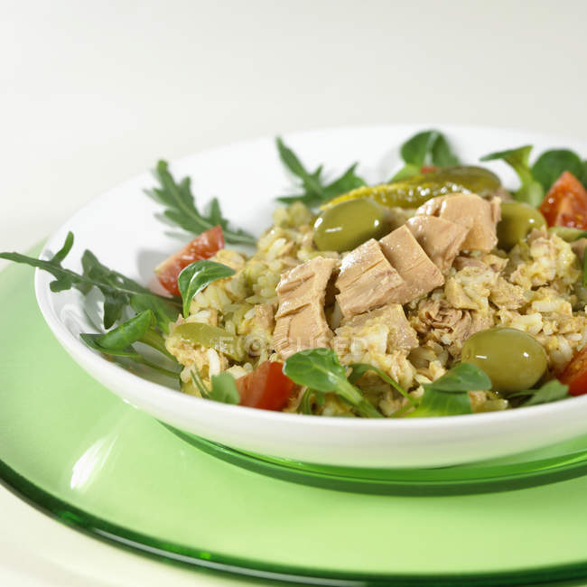 Rice salad with tuna — Stock Photo