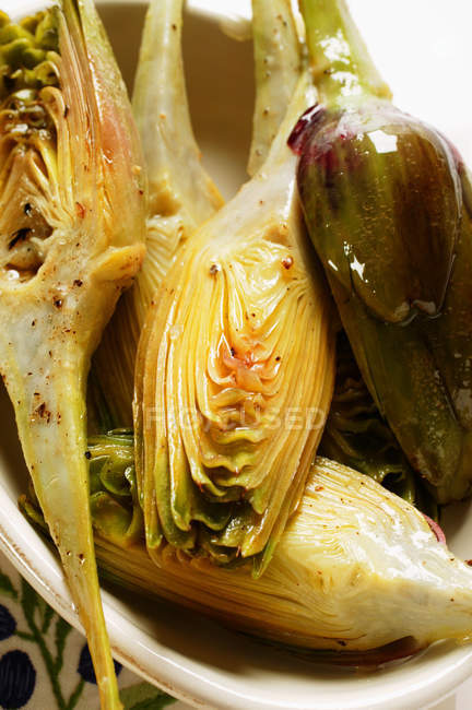 Close up of Marinated artichokes — Stock Photo