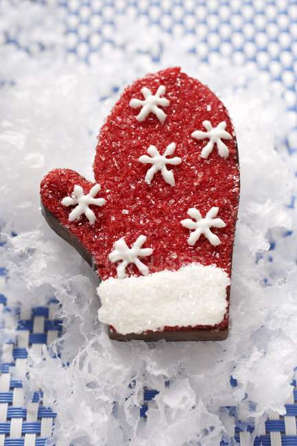 Chocolate praline glove for Christmas — Stock Photo