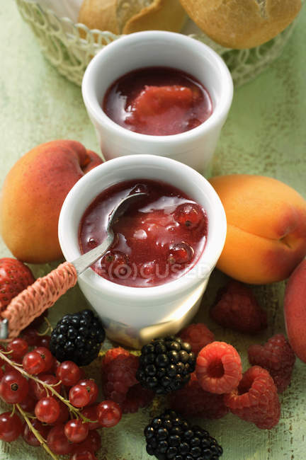 Mixed-fruit jam in bowl — Stock Photo