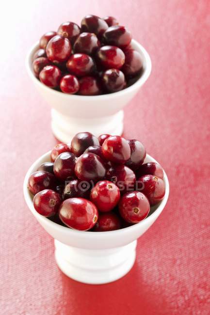 Fresh Cranberries in small bowls — Stock Photo