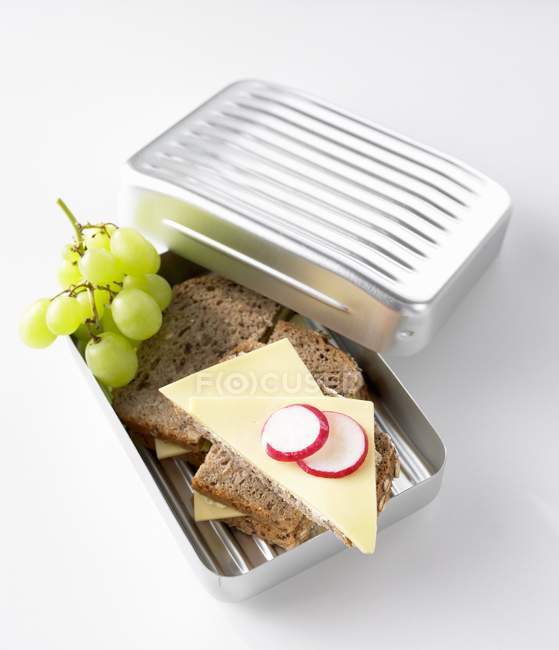 Sanduíches de queijo e uvas — Fotografia de Stock