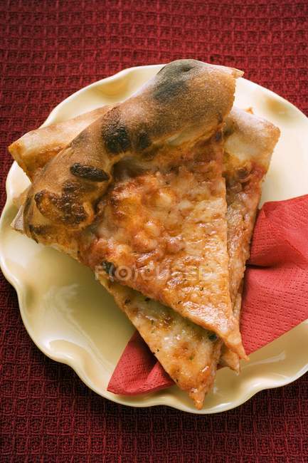 Three pieces of Pizza Margherita — Stock Photo