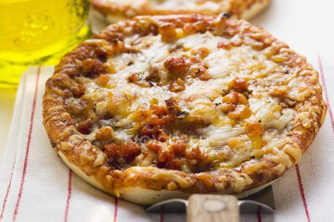 Mini-pizza with mince — Stock Photo