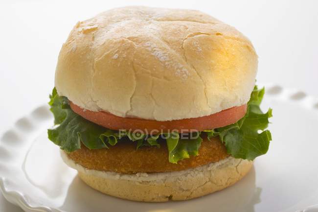 Hamburger di pollo con pomodoro e lattuga — Foto stock