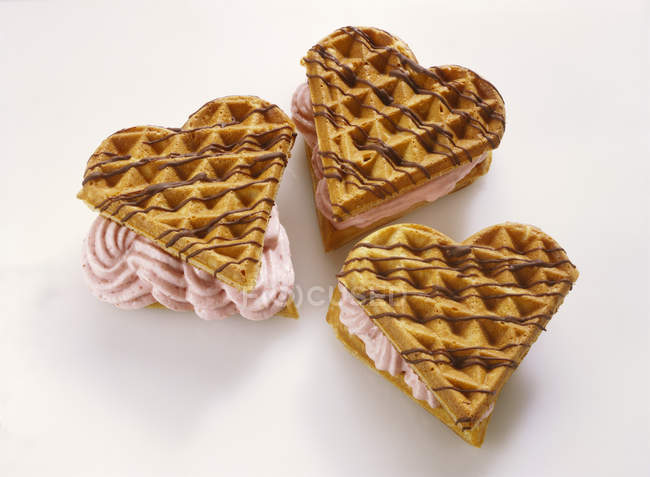 Wholegrain heart-shaped Waffles — Stock Photo