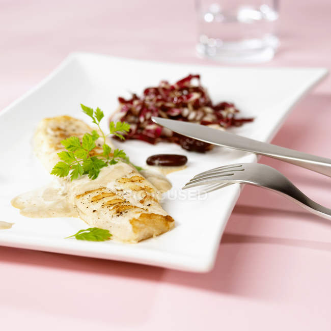 Grilled sole fillet — Stock Photo