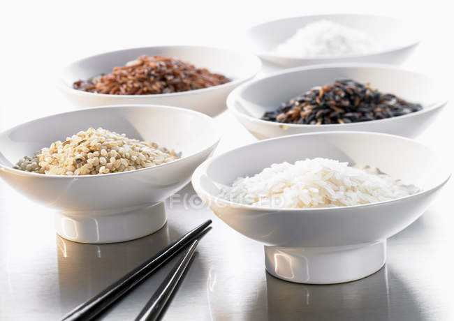 Several types of rice — Stock Photo