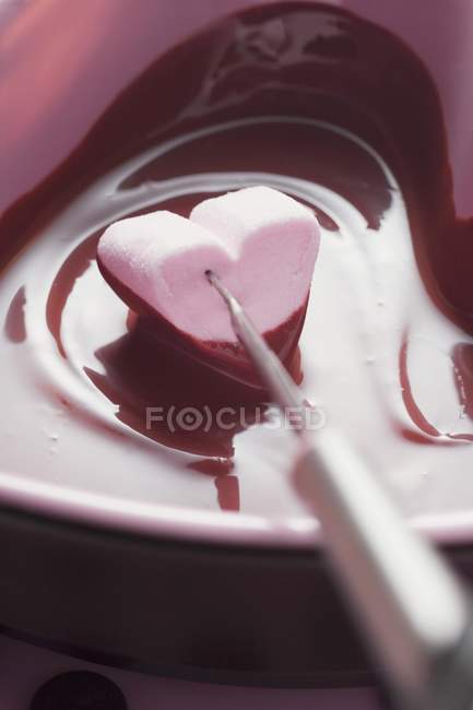 Fondue de chocolate com marshmallow — Fotografia de Stock