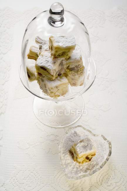 Stollen squares under glass dome — Stock Photo
