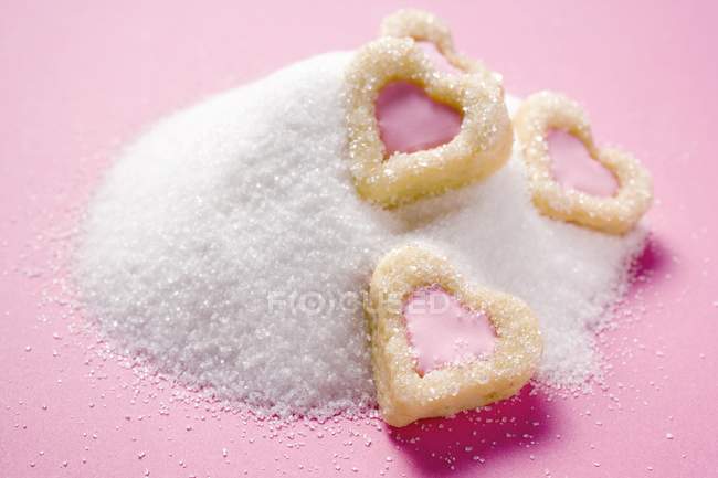У формі серця, печиво на Цукор-пісок — стокове фото