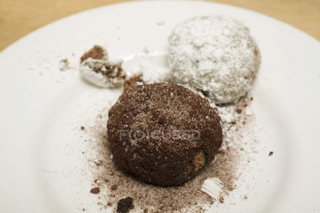 Biscuits coated with cocoa and coconut — Stock Photo