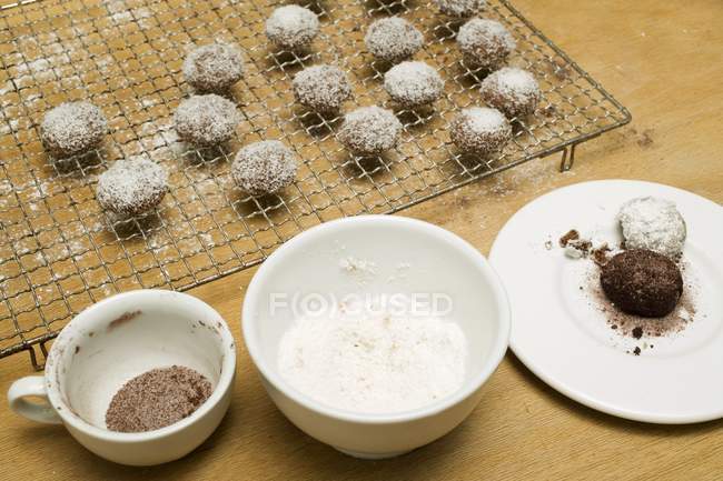 Biscuits with cocoa and grated coconut — Stock Photo