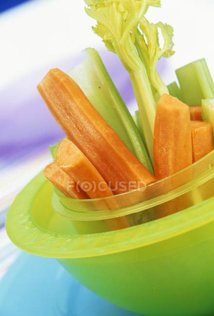 Bâtonnets bruts de carotte et de céleri — Photo de stock