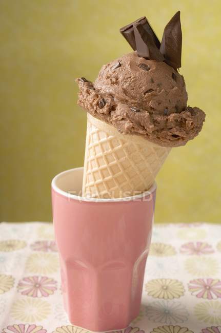 Chocolate ice cream cone — Stock Photo
