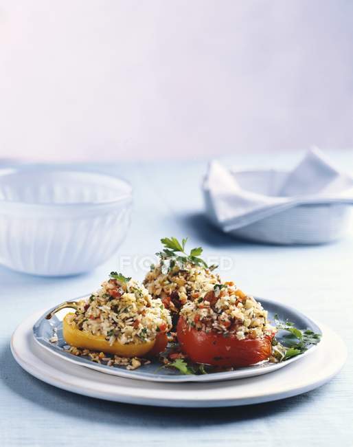 Stuffed peppers with rice and herbs — Stock Photo